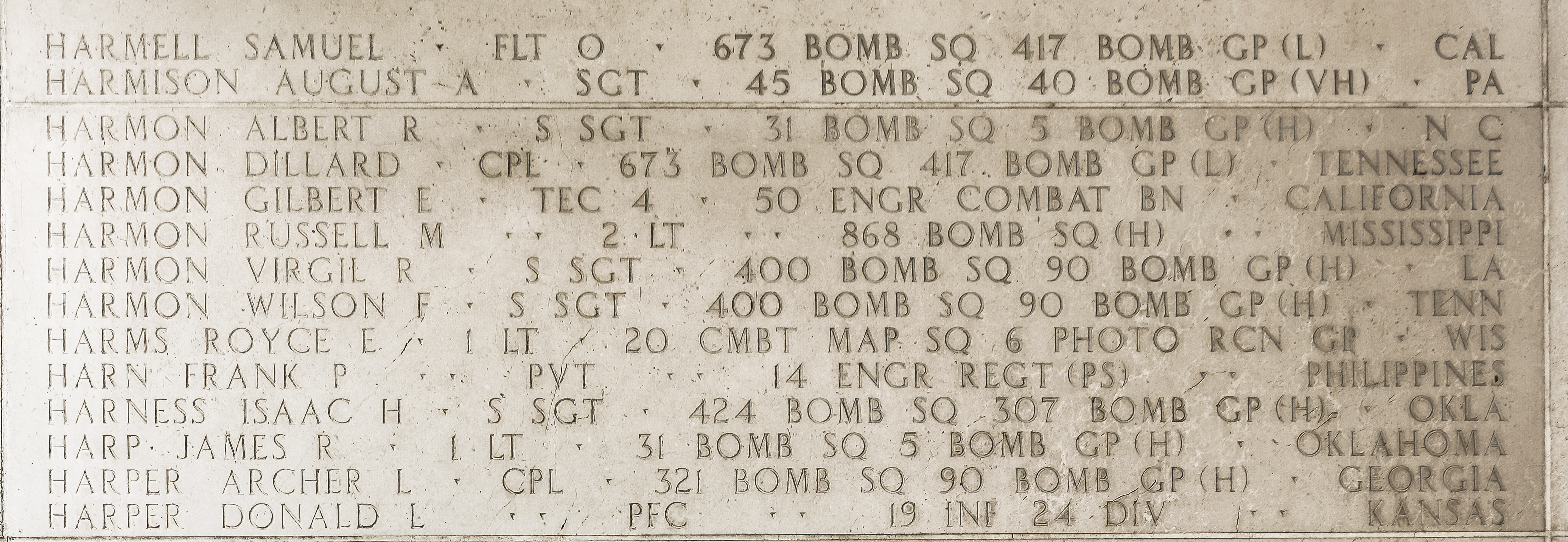 Albert R. Harmon, Staff Sergeant